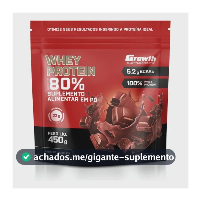 Whey Protein Concentrado 450g Growth Supplements Chocolate