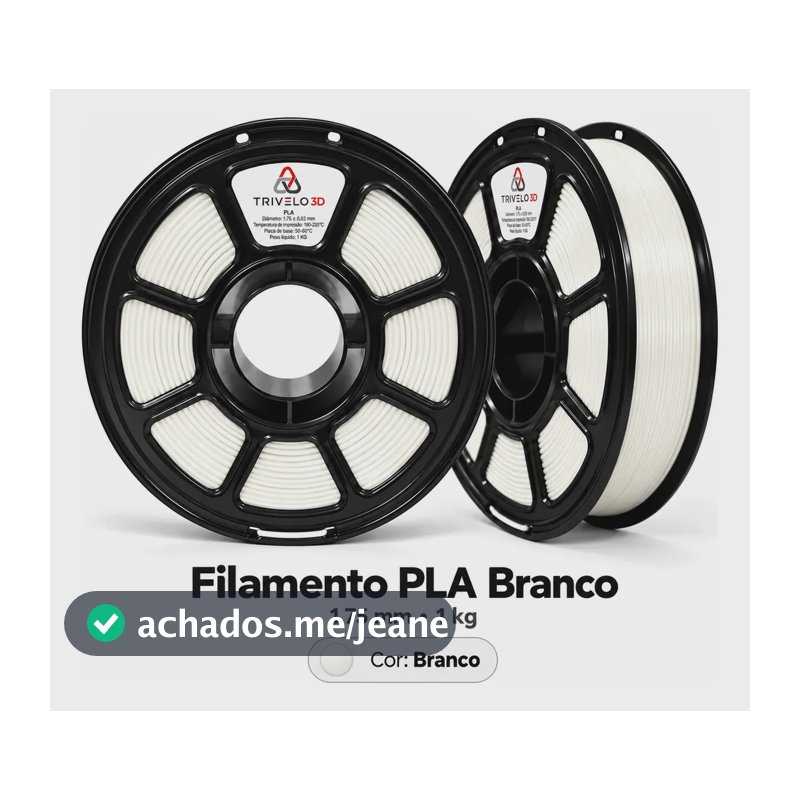 Filamento PLA Branco 1 kg Trivelo3D, Para Impressora 3D com Diâmetro de 1.75 mm
