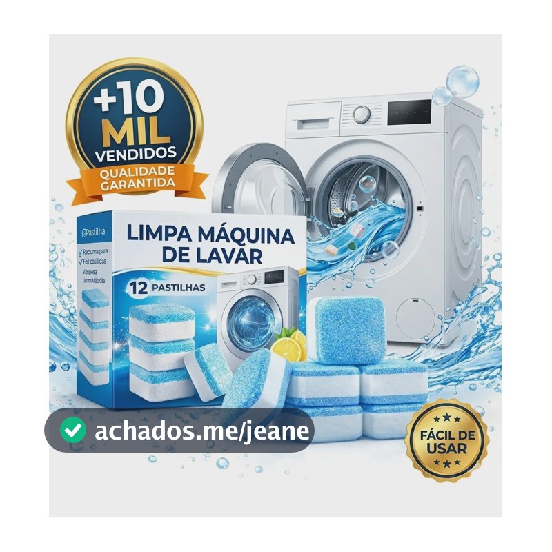 Pastilha Limpeza Tablete Máquina Lavar Roupa Kit 12 Und Nfe