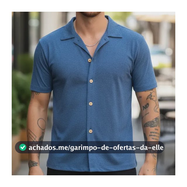 Camisa Masculina Slim De Malha Eco Com Botões De Madeira
