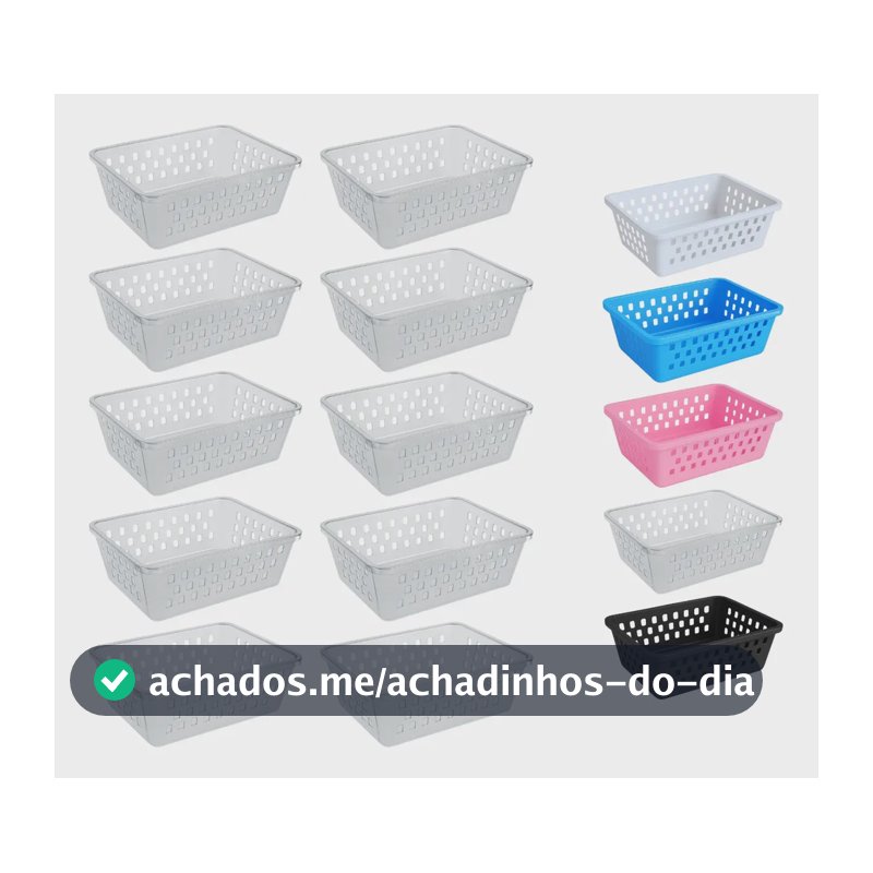 Kit 10 Cesto Organizador 16x12x6cm Pequeno Cesta Gaveta Bebe Transparente