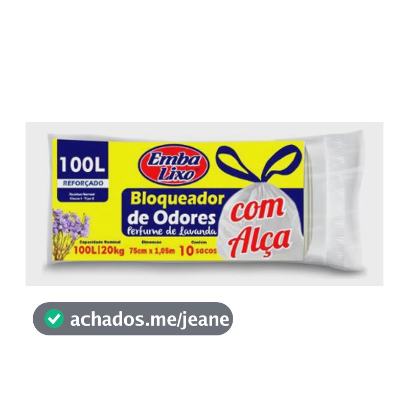Saco De Lixo 100l Reforçado Embalixo Alça Antiodor