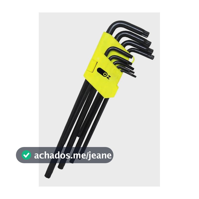 Jogo Chave Torx Com Furo Torque Tork Longo 9 Peças T10 A T50 Cor Preto