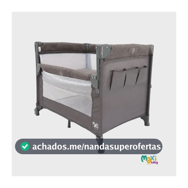 Berço Cercado Portátil Bebê Co-bed Acoplado Desmontável 2 Alturas Buddy Maxi Baby - Cinza