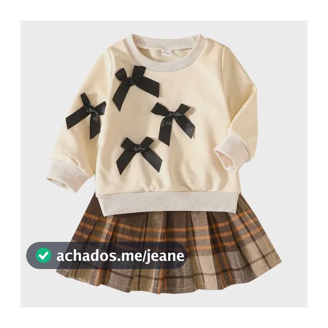 Conjunto De Blusa E Saia Xadrez Com Quatro Laços