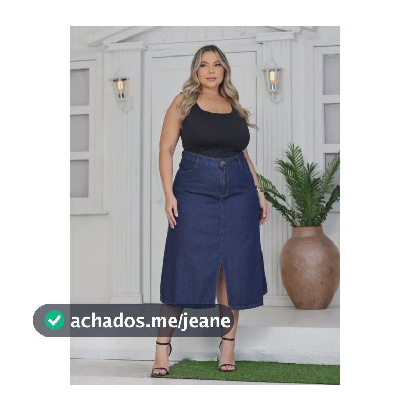 Saia Jeans Plus Size Moda Tamanhos Grande 44 Ao 60 Azul 46