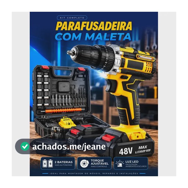 Parafusadeira Furadeira C/ 2 Baterias Maleta Kit Completo Led Eixo Flexível Vários Níveis Torque Simake