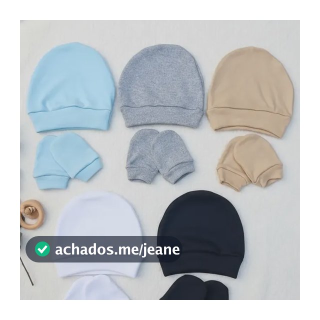 Kit 5 Toucas E Luvas Rn Menino Minimalista Antialérgico Azul 0-2 M
