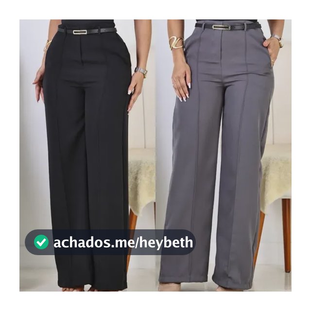 Kit 2 Calça Pantalona Feminina Alfaiataria Elegante C/ Cinto
