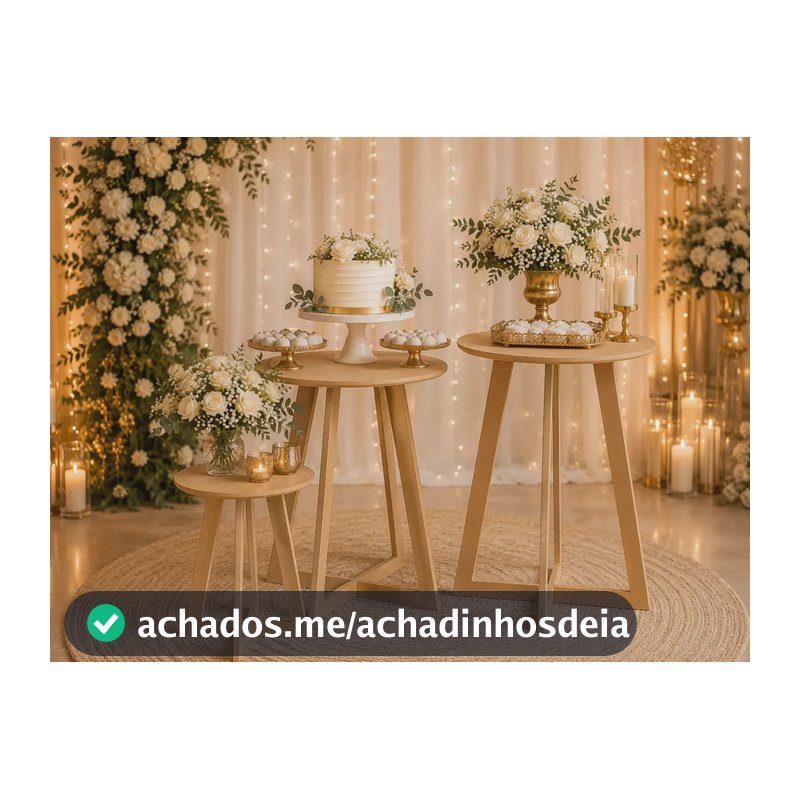 Kit 3 Mesas Decorativas Trio P M G Mdf Cru Festa Decoração