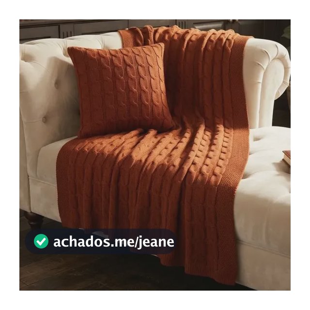 Peseira Manta Trança Sala Cama Solteiro Sofá Tricot 160x60cm