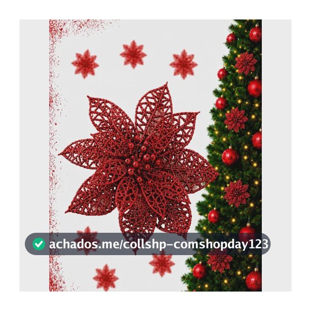 Kit C/ 12 Flor Natalina Decoração Árvore Natal Luxo Enfeite