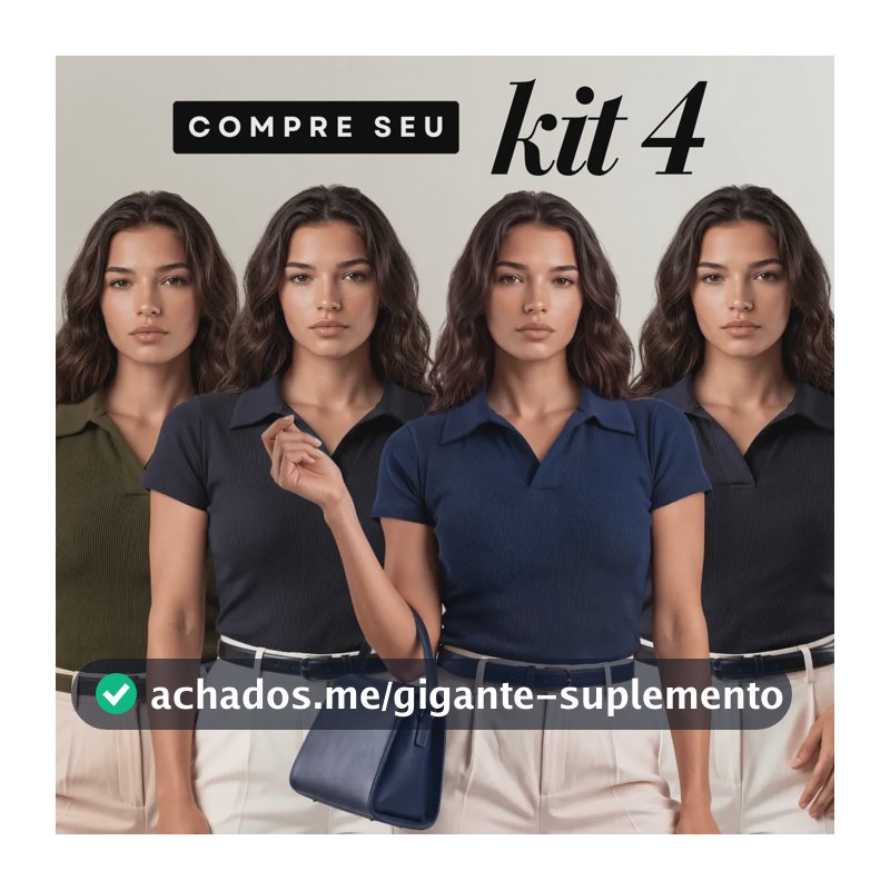 Kit 4 Camisa Gola Polo Feminina Canelada Manga Curta Lisa Dois Pretos Verde E Azul G/gg (44/48) Liso