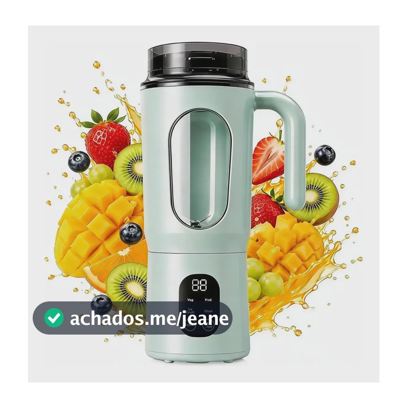 Liquidificador Portátil 2 Em 1 580ml Display Led 4 Funções Verde 127/220v