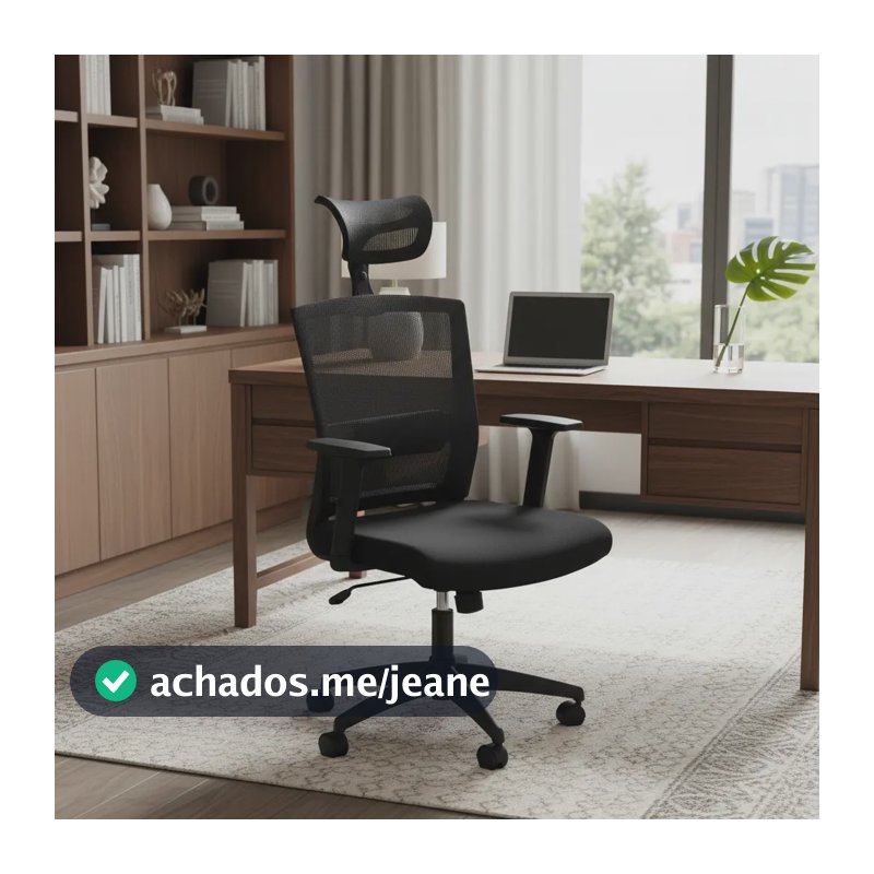 Cadeira Offic New Ergon Giratória Escritório Or Design 3317  Preto Tela/mesh