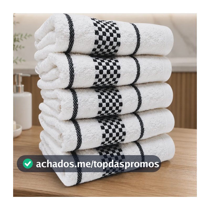 Pano Prato Atoalhado Felpudo Algodão Copa Cozinha Kit 05 Pç Branco Florido