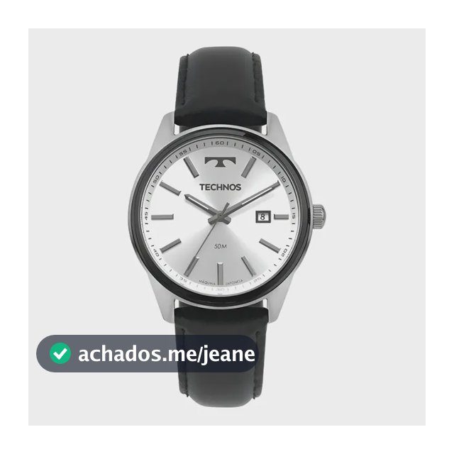 Relógio Technos Steel Masculino Analógico Couro Preto Inoxidável 2115TYB/0K