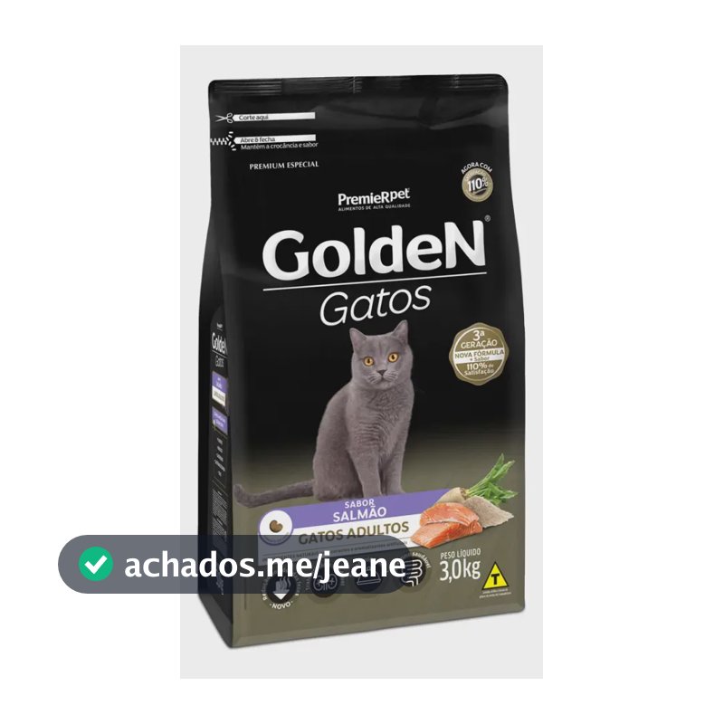 Ração Seca Golden Premium Especial Gato Adulto Sabor Salmão 3kg