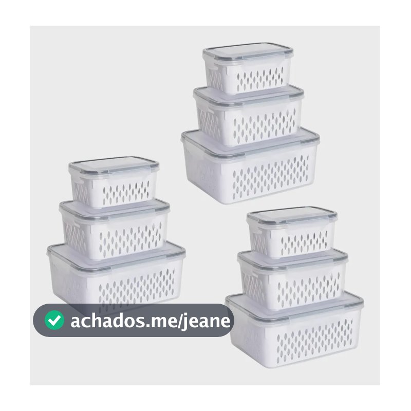 Kit 9 Organizadores Geladeira Alimentos Vegetais Com Tampas Branco-9pcs
