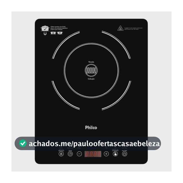 Cooktop De Indução Philco Portátil 1 Boca Timer Ajustavel Preto 127v