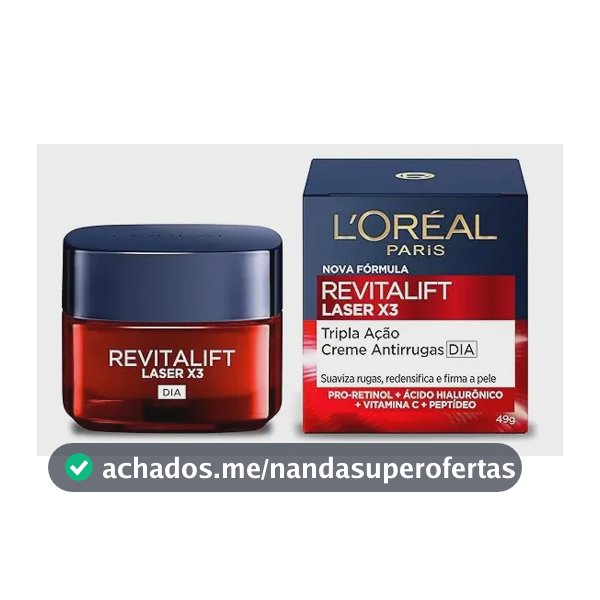 Creme Facial Anti-idade, com PRO-XYLANE e Ácido Hialurônico, Corrige Rugas e Flacidez, Revitalift Laser X3 L'Oréal Paris 50ml