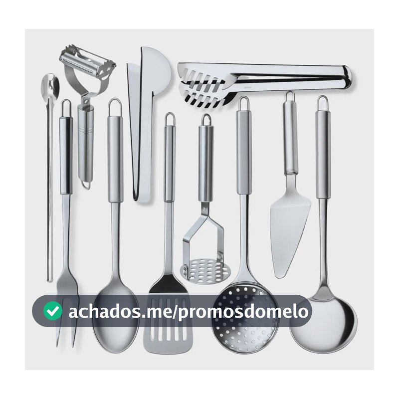 Kit 11 Utensílios Para Cozinha De Aço Inox Jogo Completo