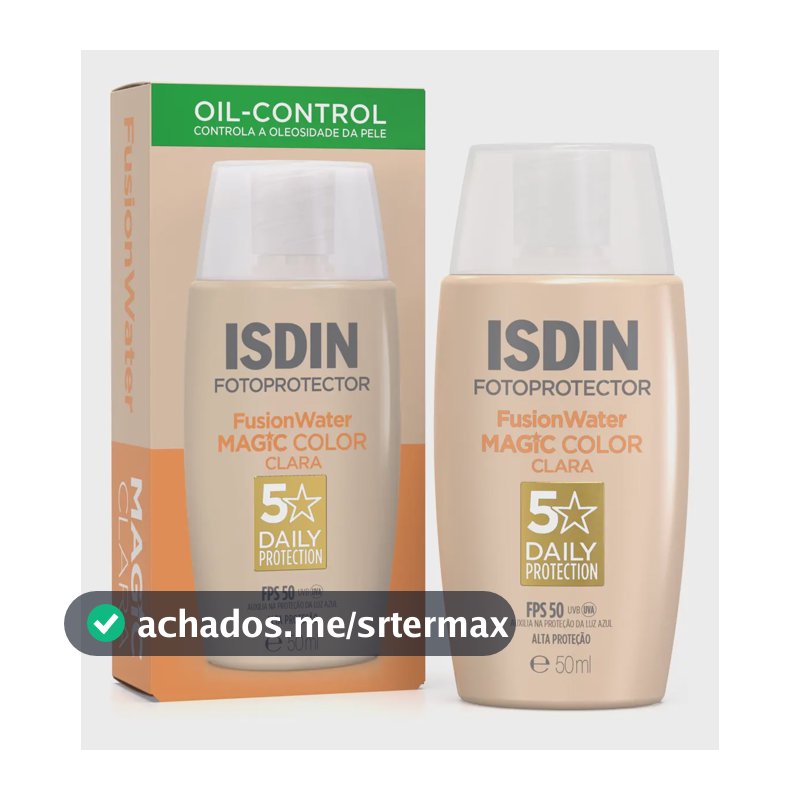 ISDIN Protetor Solar Facial Fusion Water Magic Color FPS 50 – Cor Clara - 50ml