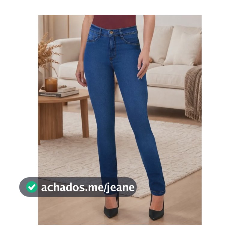 Calça Jeans Feminina Mom Semi Reta Cintura Média Basica Jeans Medio 44