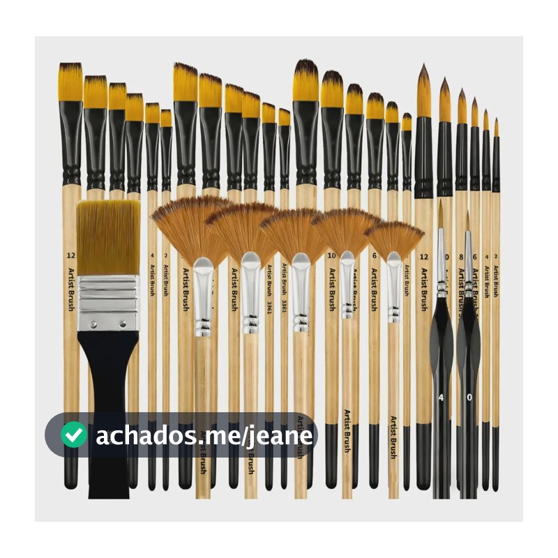 Kit Pinceis Para Pintura 32 Peças Conjunto Profissional Com  Bege
