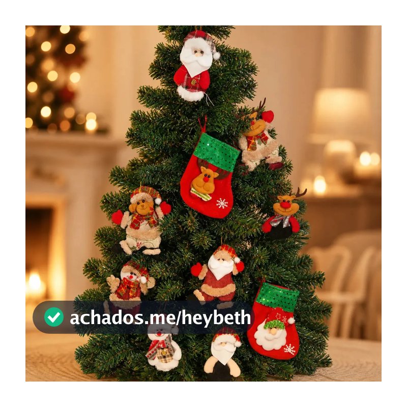 Kit 10 Bonecos Natalinos Enfeites Pendentes Papai Noel Urso Meia Decoração Árvore De Natal