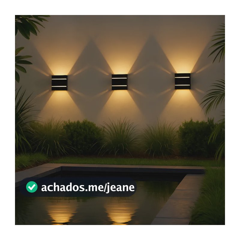 Kit 6 Arandela Luminária De Parede Slim Led Spot Decoração Jardim Preto Led Quente