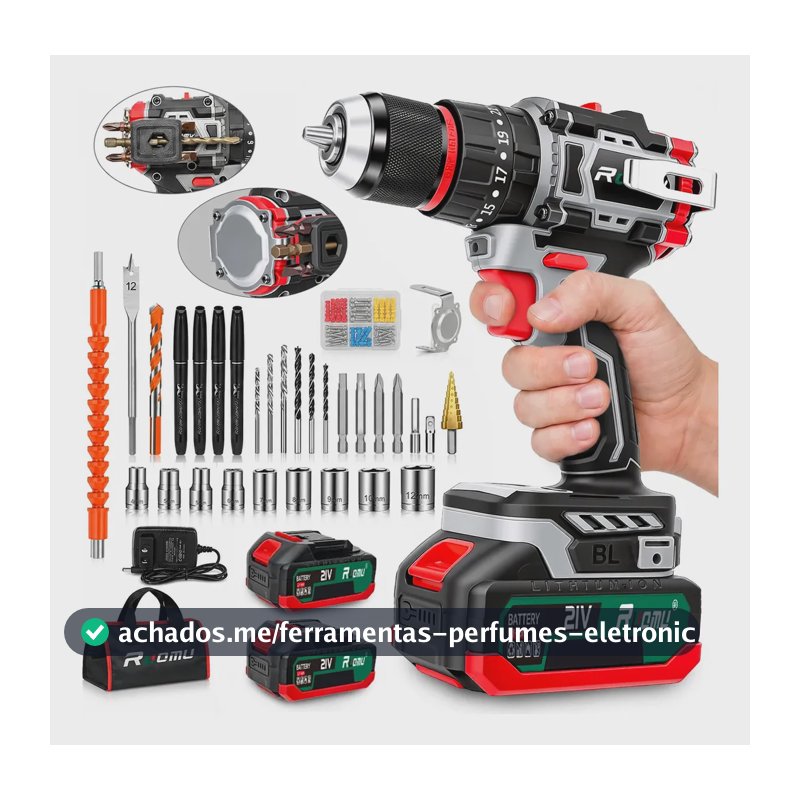 Parafusadeira Furadeira De Impacto Brushless 2 Baterias