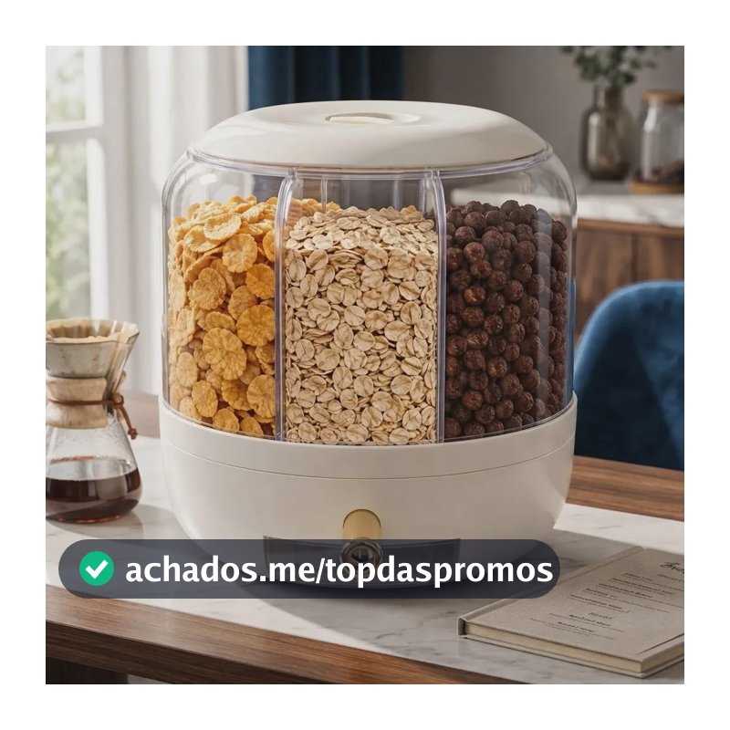 Porta Mantimento Condimento Grãos Giratório 6 Divisões Branco