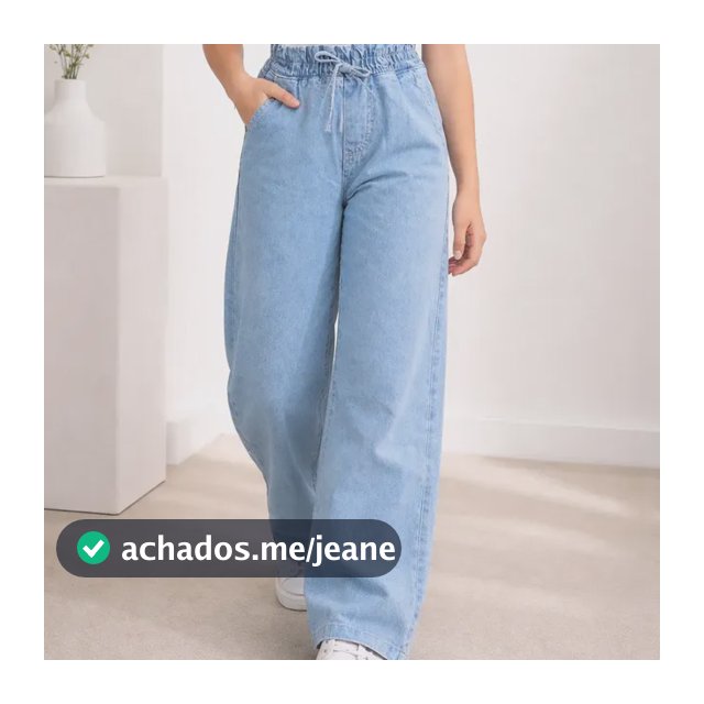 Calça Jeans Wide Leg 100% Algodão Juvenil Elástico Clochard