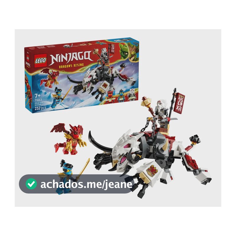 LEGO NINJAGO Zilvar e Grimtak, o Dragão Feral 71863; Figura de ação articulada com 3 minifiguras; Brinquedo para criar batalhas épicas entre heróis e vilões; Presente para Dia das crianças; 6+