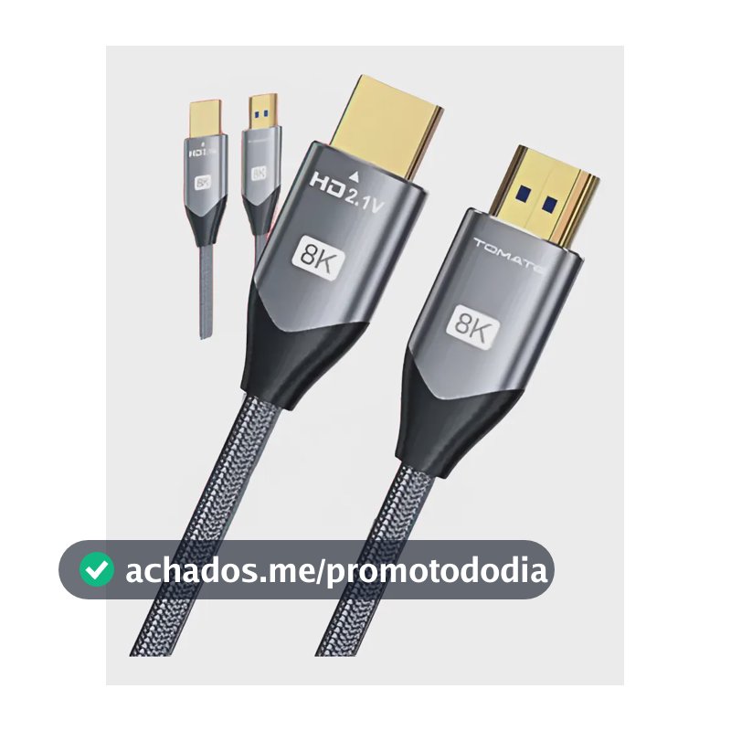 Cabo HDMI 2.1 8K 120Hz 2 Metros Conector Ouro Alta Velocidade