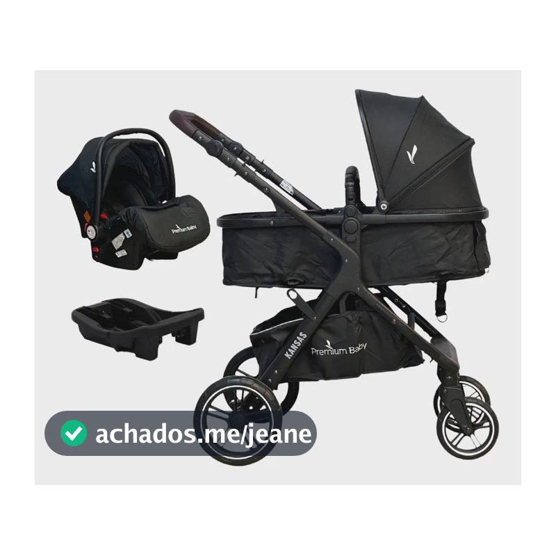 Carrinho Ts Kansas + Base Black/preto Premium Baby Chassi Preto