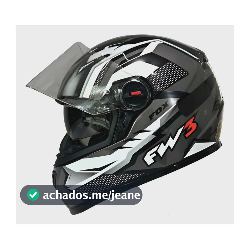 Capacete para moto Fw3 gtx fox com viseira solar grafite brilhante tamanho 58
