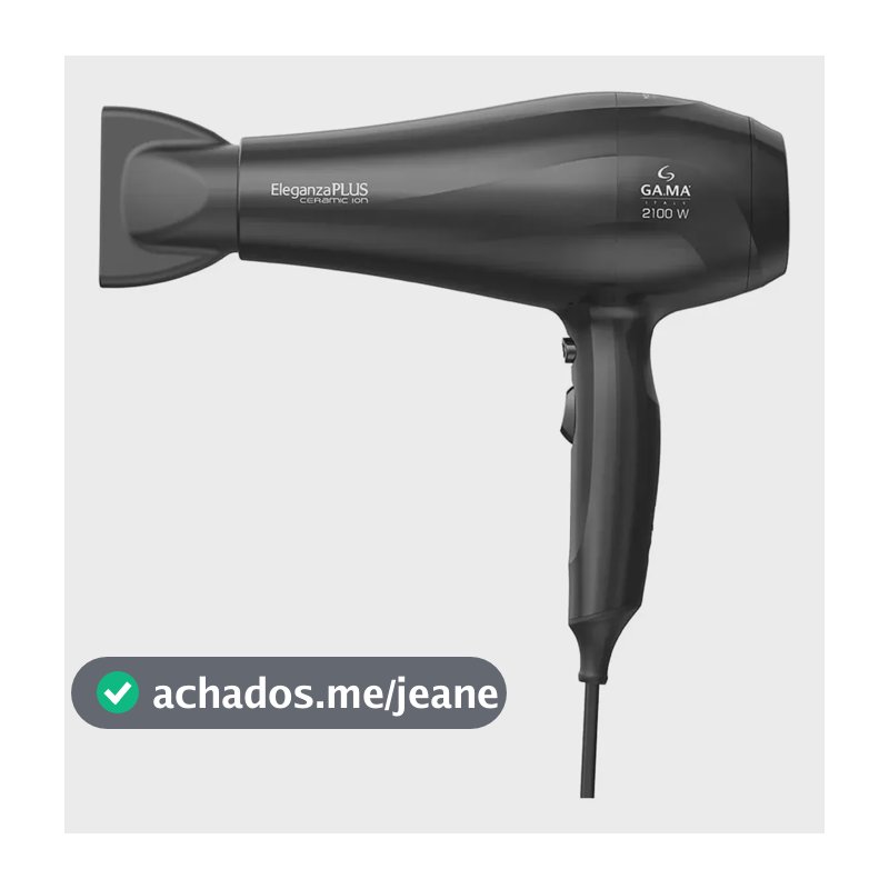 Secador De Cabelo Gama Eleganza Plus Ceramic Íon 3 Níveis Cor Preto