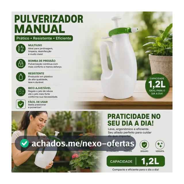 Pulverizador Manual Compressão Previa Bico de pato - Guarany 1,2 Litros Branco/verde