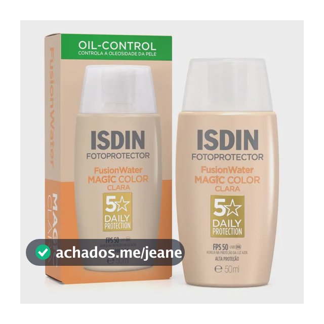 ISDIN Protetor Solar Facial Fusion Water Magic Color FPS 50 – Cor Clara - 50ml