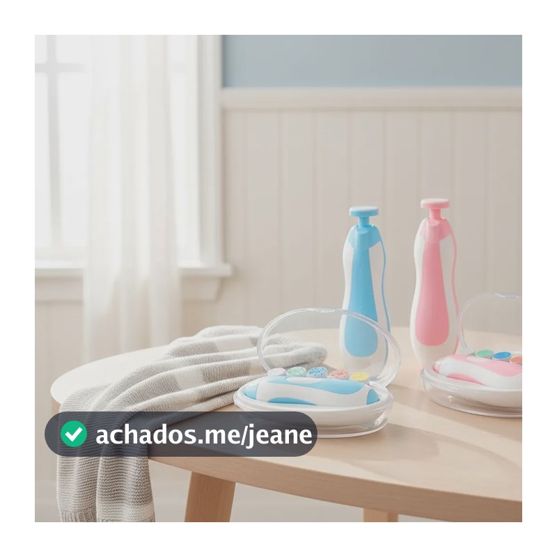 Cortador Unha Bebê Infantil Elétrico Aparador Com 6 Refis Azul-claro