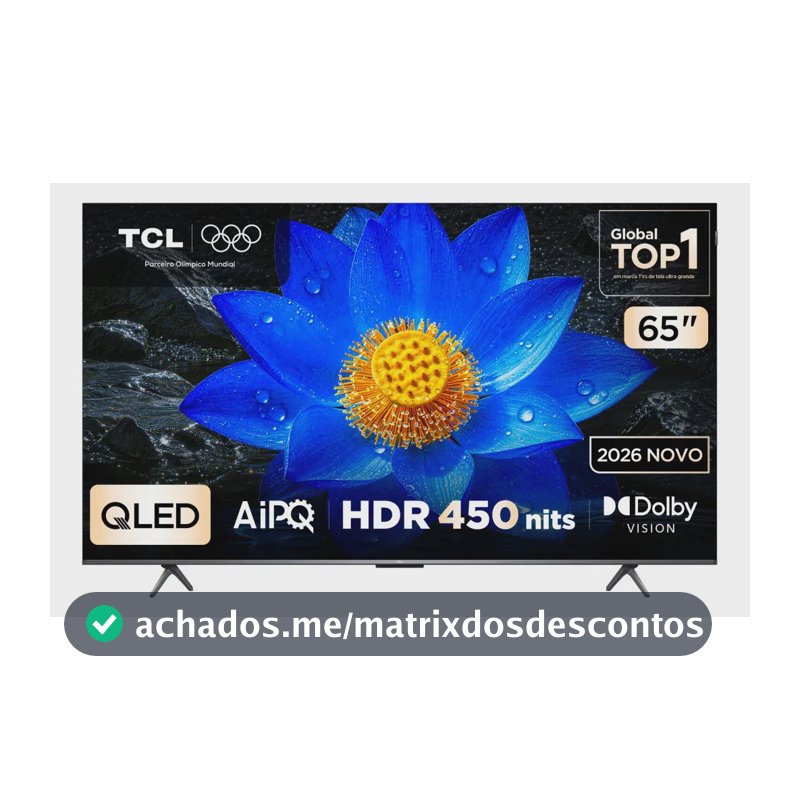 Smart TV TCL 65 Polegadas QLED 4K P8LS WiFi Bluetooth Google TV HDR10+ 120 Hz DLG VRR 65P8LS