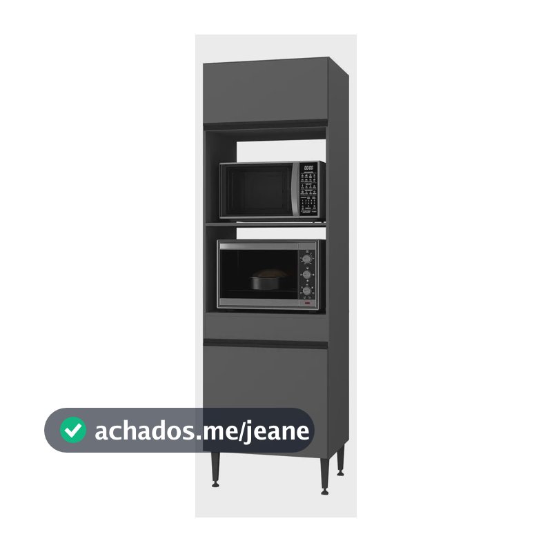 Paneleiro Armário Cozinha para Forno/Micro-ondas 2 Portas Milano Multimóveis MP2393 Cinza