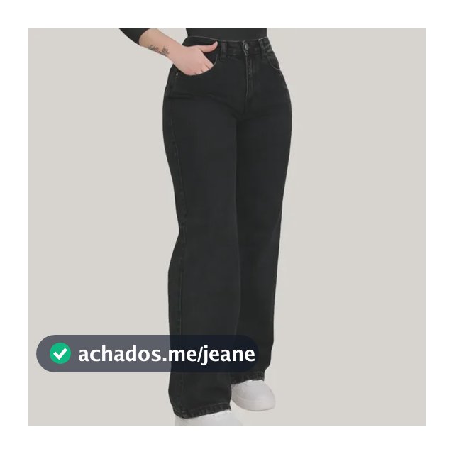 Calça Jeans Feminina Wide Leg Pantalona Cinza Grafite