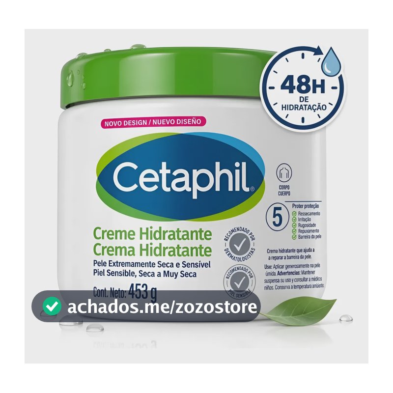 Cetaphil Creme Hidratante Corporal 453g Pele Seca Sensível Sem Fragrância