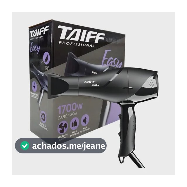 Secador De Cabelos Taiff Easy 1700w, Preto Cor