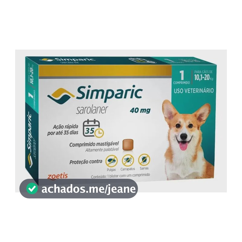 Zoetis Simparic 40mg 1 Comprimido Cão Antipulgas