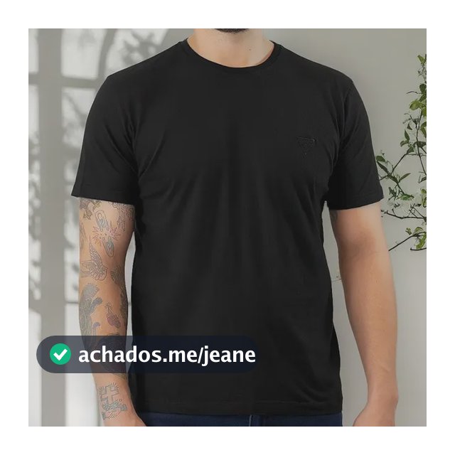 Camiseta Guess Masculina Bordado Peito Preta