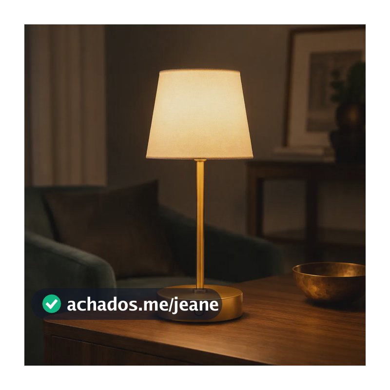Abajur Led Recarregável Retrátil De Aço Luz Neutra Ajustável Dourado